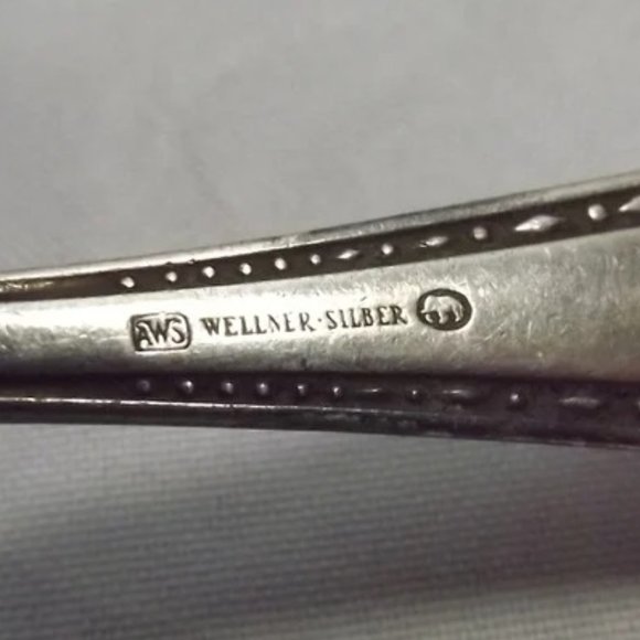 2 RARE Vintage AWS Wellner-Silber Silver-Plated Teaspoons with Elephant Symbol - Picture 4 of 7